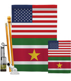 Suriname US Friendship - Nationality Flags of the World Vertical Impressions Decorative Flags HG140656 Made In USA