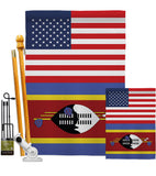 Swaziland US Friendship - Nationality Flags of the World Vertical Impressions Decorative Flags HG140658 Made In USA
