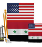Syria US Friendship - Nationality Flags of the World Vertical Impressions Decorative Flags HG140661 Made In USA