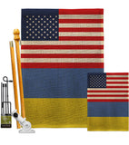 Ukraine US Friendship - Nationality Flags of the World Vertical Impressions Decorative Flags HG140676 Made In USA