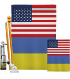 Ukraine US Friendship - Nationality Flags of the World Vertical Impressions Decorative Flags HG140676 Made In USA
