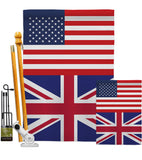 United Kingdom US Friendship - Nationality Flags of the World Vertical Impressions Decorative Flags HG140678 Made In USA