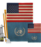 United Nations US Friendship - Nationality Flags of the World Vertical Impressions Decorative Flags HG140679 Made In USA