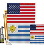 Uruguay US Friendship - Nationality Flags of the World Vertical Impressions Decorative Flags HG140680 Made In USA