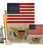 Virgin Islands US Friendship - Nationality Flags of the World Vertical Impressions Decorative Flags HG140690 Made In USA