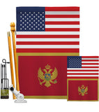 Montenegro US Friendship - Nationality Flags of the World Vertical Impressions Decorative Flags HG140697 Made In USA