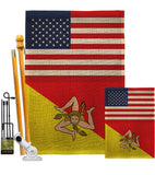 Sicily US Friendship - Nationality Flags of the World Vertical Impressions Decorative Flags HG140881 Made In USA