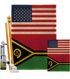 Vanuatu US Friendship - Nationality Flags of the World Vertical Impressions Decorative Flags HG140882 Made In USA