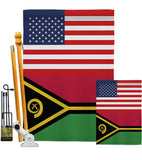 Vanuatu US Friendship - Nationality Flags of the World Vertical Impressions Decorative Flags HG140882 Made In USA