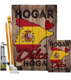 Country Spain Hogar Dulce Hogar - Nationality Flags of the World Vertical Impressions Decorative Flags HG192029 Made In USA