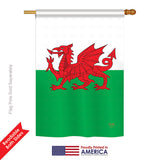 Wales - Nationality Flags of the World Vertical Impressions Decorative Flags HG108084 Printed In USA