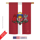 Latvia - Nationality Flags of the World Vertical Impressions Decorative Flags HG108201 Printed In USA