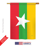 Myanmar Burma - Nationality Flags of the World Vertical Impressions Decorative Flags HG108324 Printed In USA