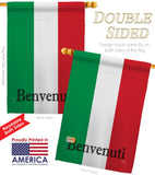 Italy Benvenuti - Nationality Flags of the World Vertical Impressions Decorative Flags HG108435 Made In USA