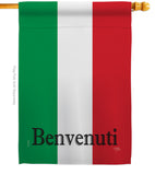 Italy Benvenuti - Nationality Flags of the World Vertical Impressions Decorative Flags HG108435 Made In USA