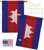 Cambodia - Nationality Flags of the World Vertical Impressions Decorative Flags HG140044 Made In USA