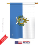 San Marino - Nationality Flags of the World Vertical Impressions Decorative Flags HG140203 Printed In USA
