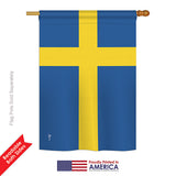 Sweden - Nationality Flags of the World Vertical Impressions Decorative Flags HG140225 Printed In USA