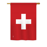 Switzerland - Nationality Flags of the World Vertical Impressions Decorative Flags HG140226 Printed In USA