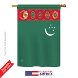 Turkmenistan - Nationality Flags of the World Vertical Impressions Decorative Flags HG140238 Printed In USA