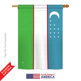 Uzbekistan - Nationality Flags of the World Vertical Impressions Decorative Flags HG140249 Printed In USA