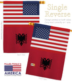 Albania US Friendship - Nationality Flags of the World Vertical Impressions Decorative Flags HG140272 Made In USA