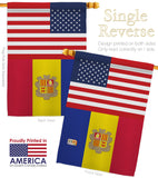 Andorra US Friendship - Nationality Flags of the World Vertical Impressions Decorative Flags HG140275 Made In USA
