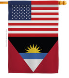 Antigua & Barbuda US Friendship - Nationality Flags of the World Vertical Impressions Decorative Flags HG140278 Made In USA
