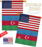 Azerbaijan US Friendship - Nationality Flags of the World Vertical Impressions Decorative Flags HG140287 Made In USA