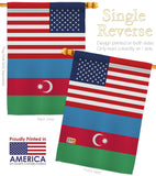 Azerbaijan US Friendship - Nationality Flags of the World Vertical Impressions Decorative Flags HG140287 Made In USA