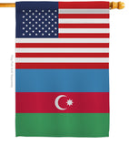 Azerbaijan US Friendship - Nationality Flags of the World Vertical Impressions Decorative Flags HG140287 Made In USA