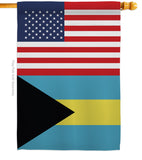 Bahamas US Friendship - Nationality Flags of the World Vertical Impressions Decorative Flags HG140289 Made In USA
