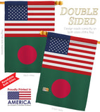 Bangladesh US Friendship - Nationality Flags of the World Vertical Impressions Decorative Flags HG140291 Made In USA