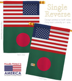 Bangladesh US Friendship - Nationality Flags of the World Vertical Impressions Decorative Flags HG140291 Made In USA