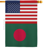 Bangladesh US Friendship - Nationality Flags of the World Vertical Impressions Decorative Flags HG140291 Made In USA