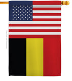 Belgium US Friendship - Nationality Flags of the World Vertical Impressions Decorative Flags HG140296 Made In USA