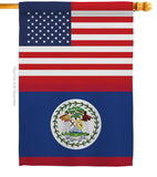 Belize US Friendship - Nationality Flags of the World Vertical Impressions Decorative Flags HG140297 Made In USA
