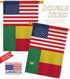 Benin US Friendship - Nationality Flags of the World Vertical Impressions Decorative Flags HG140298 Made In USA