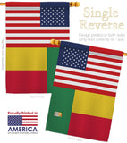 Benin US Friendship - Nationality Flags of the World Vertical Impressions Decorative Flags HG140298 Made In USA