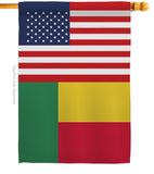 Benin US Friendship - Nationality Flags of the World Vertical Impressions Decorative Flags HG140298 Made In USA