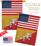 Bhutan US Friendship - Nationality Flags of the World Vertical Impressions Decorative Flags HG140300 Made In USA