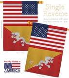 Bhutan US Friendship - Nationality Flags of the World Vertical Impressions Decorative Flags HG140300 Made In USA