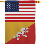 Bhutan US Friendship - Nationality Flags of the World Vertical Impressions Decorative Flags HG140300 Made In USA