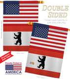 Berlin US Friendship - Nationality Flags of the World Vertical Impressions Decorative Flags HG140303 Made In USA