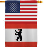 Berlin US Friendship - Nationality Flags of the World Vertical Impressions Decorative Flags HG140303 Made In USA