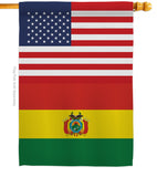 Bolivia US Friendship - Nationality Flags of the World Vertical Impressions Decorative Flags HG140308 Made In USA