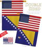 Bosnia-Herzegovina US Friendship - Nationality Flags of the World Vertical Impressions Decorative Flags HG140310 Made In USA