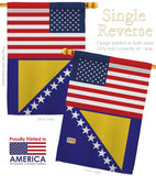 Bosnia-Herzegovina US Friendship - Nationality Flags of the World Vertical Impressions Decorative Flags HG140310 Made In USA