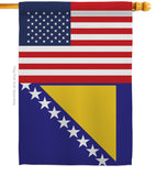 Bosnia-Herzegovina US Friendship - Nationality Flags of the World Vertical Impressions Decorative Flags HG140310 Made In USA