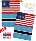 Botswana US Friendship - Nationality Flags of the World Vertical Impressions Decorative Flags HG140311 Made In USA